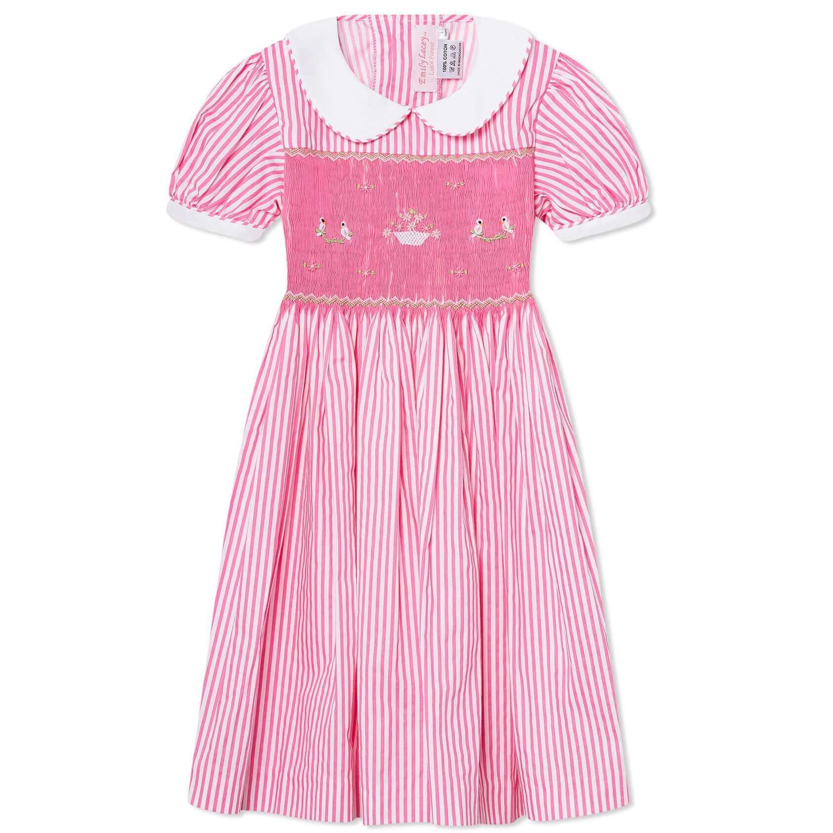 Smocked Pink Lovebird Dress