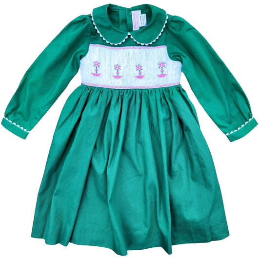 Smocked Green Topiary Dress