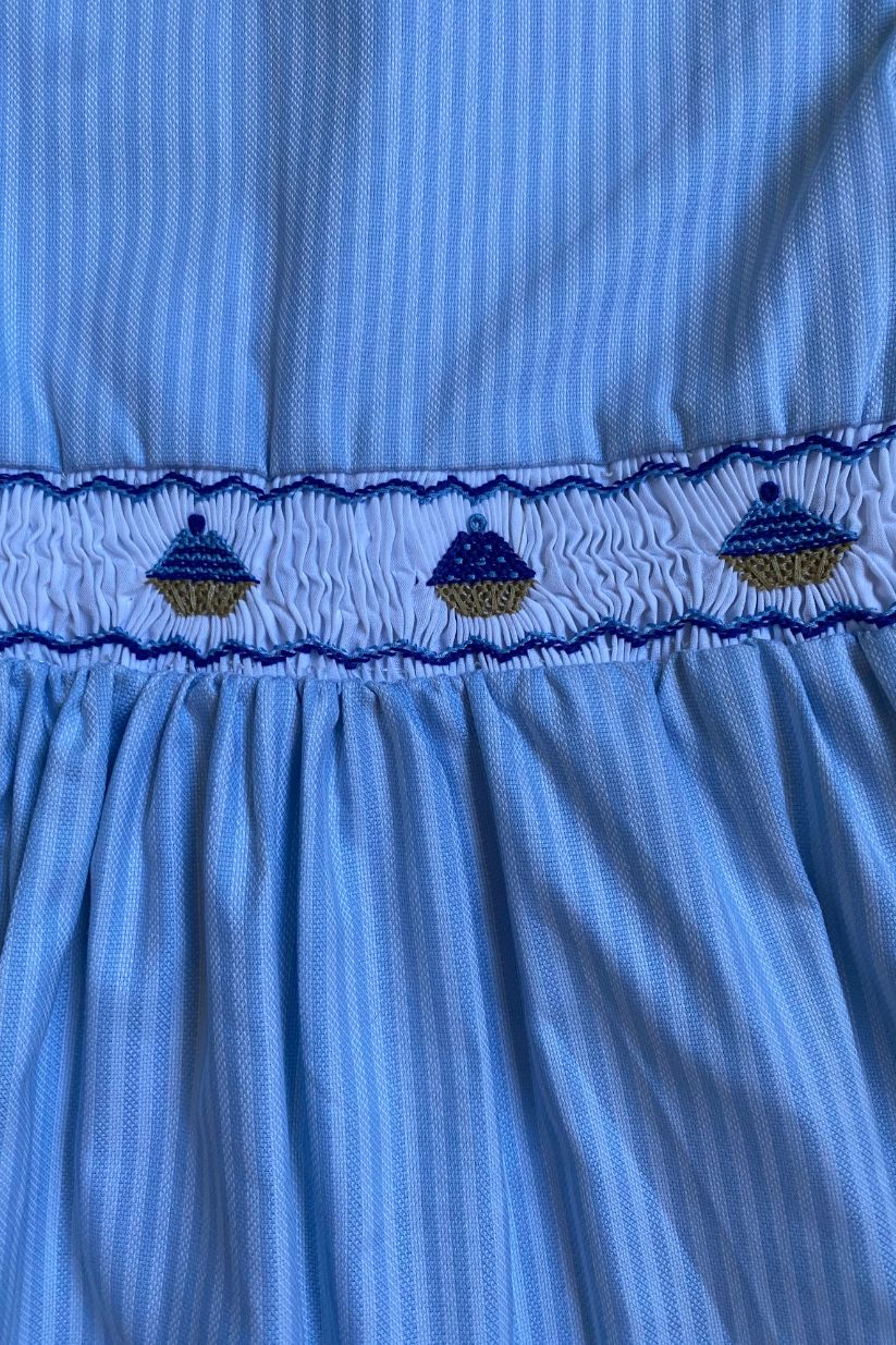 SAMPLE Smocked Blue Cupcake Dress