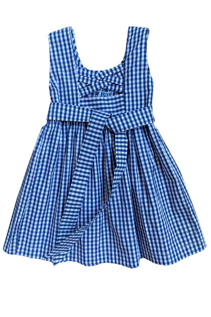 SAMPLE Smocked Navy Gingham Boat Dress (12M, 3, 4, 6)