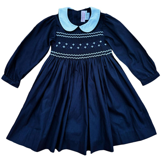 Smocked Navy Rose Dress