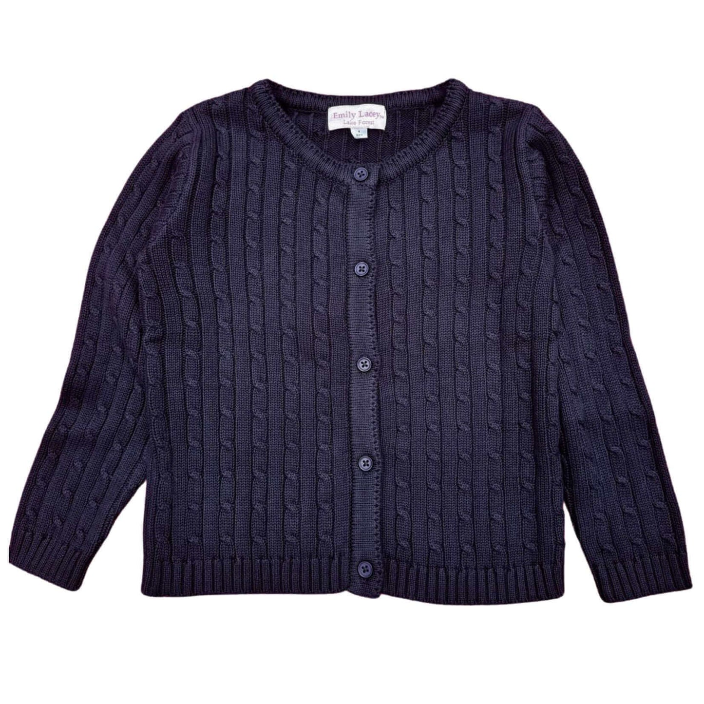 Emily Lacey Navy Organic Cotton Cable Knit Cardigan - Wardrobe Staple for Every Season