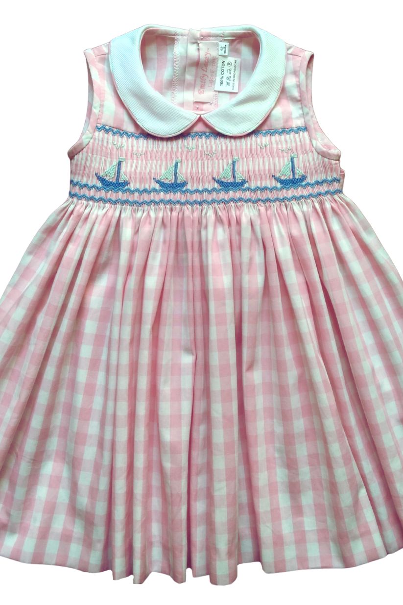 Smocked Pink Boat Dress (18M, 8)