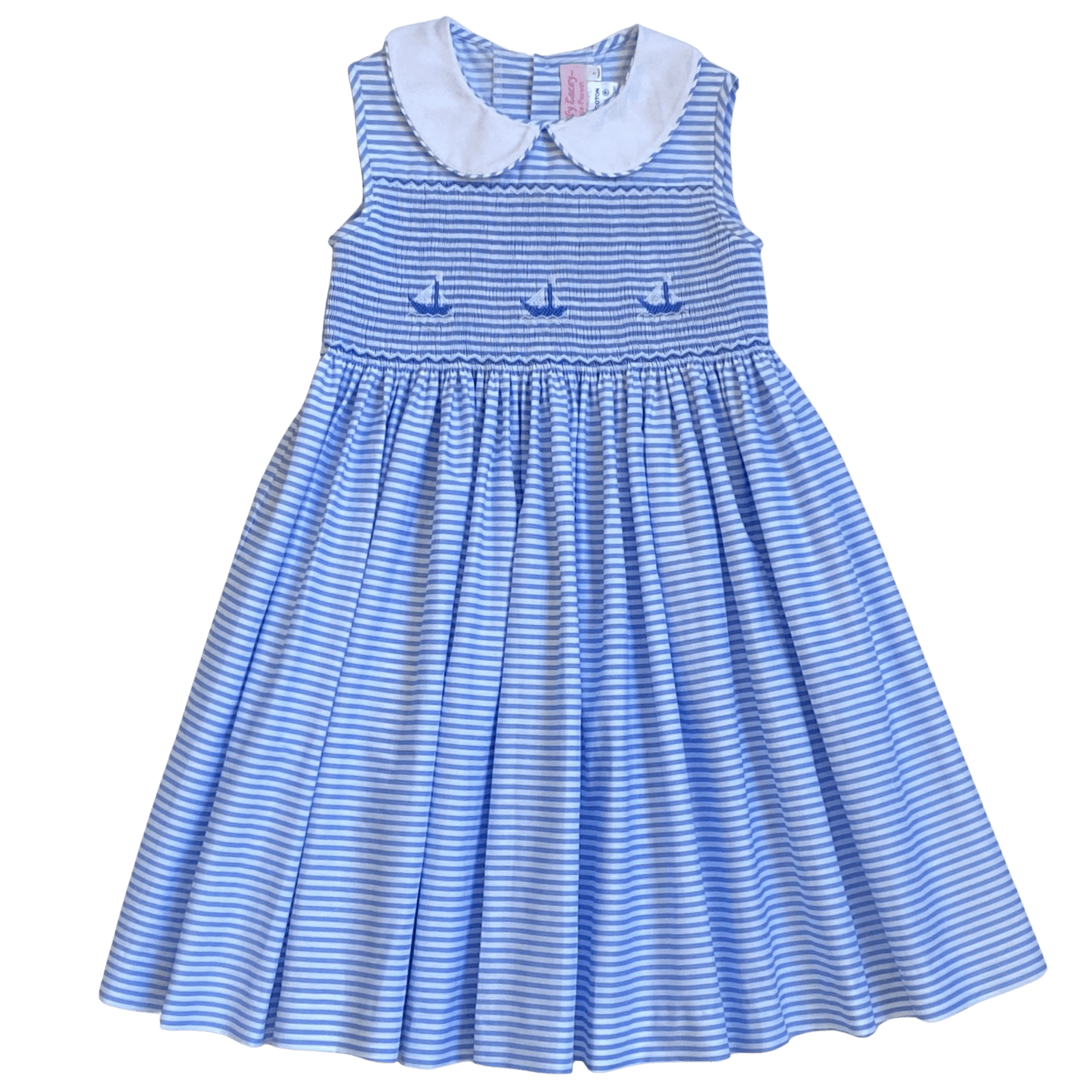 Smocked Blue Sailboat Dress