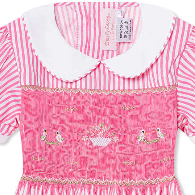 Smocked Pink Lovebird Dress