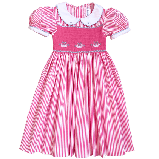 Smocked Striped Basket Dress