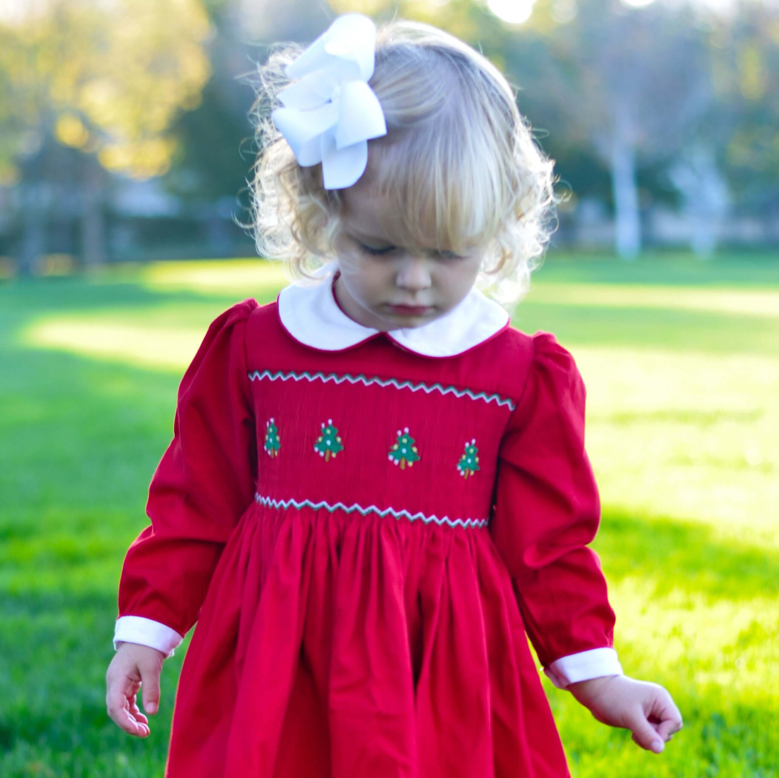 Rachel Riley Girls Baby Smocked Snowman Dress