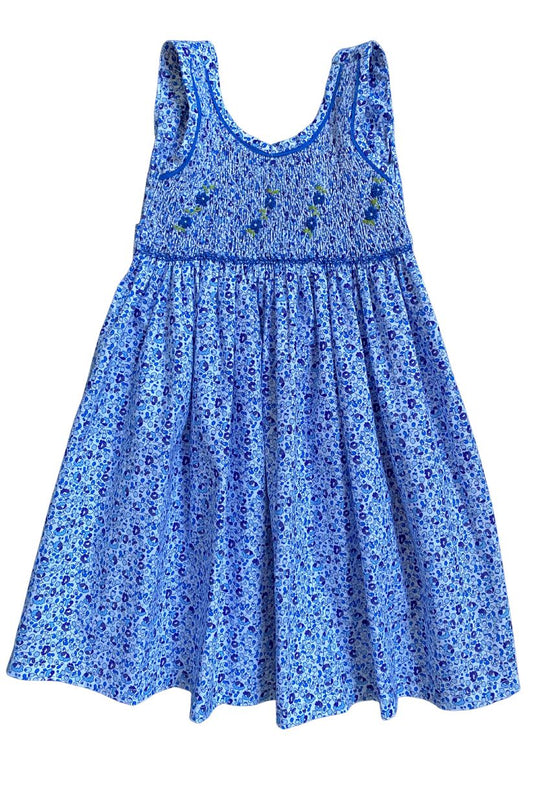 SAMPLE Smocked Blue and White Floral Dress