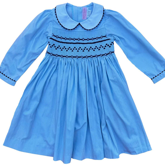 Smocked Sky Blue Geo Dress