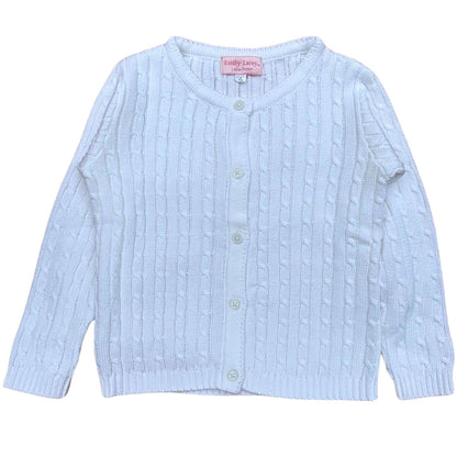 Emily Lacey White Cotton Cable Knit Cardigan for all seasons